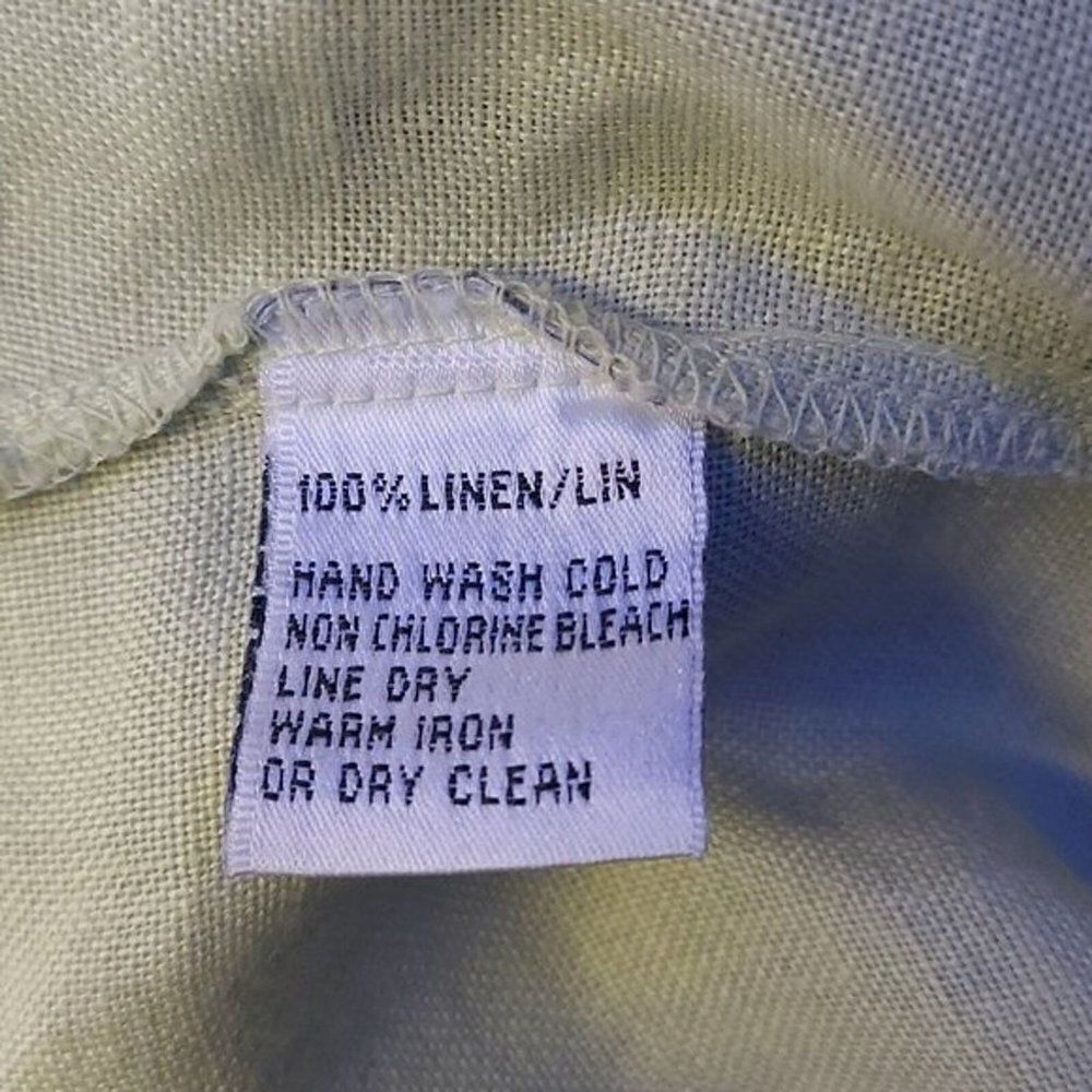 TALBOTS Womens citrine green 100% Irish linen button down shirt lagenlook Sz 8P - Picture 9 of 9